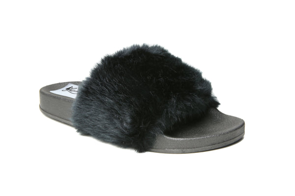 Glide Furry Slides Black - Main Image