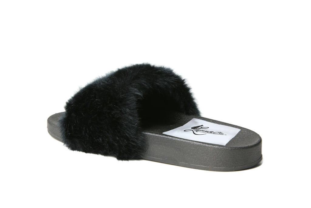 Glide Furry Slides | Black