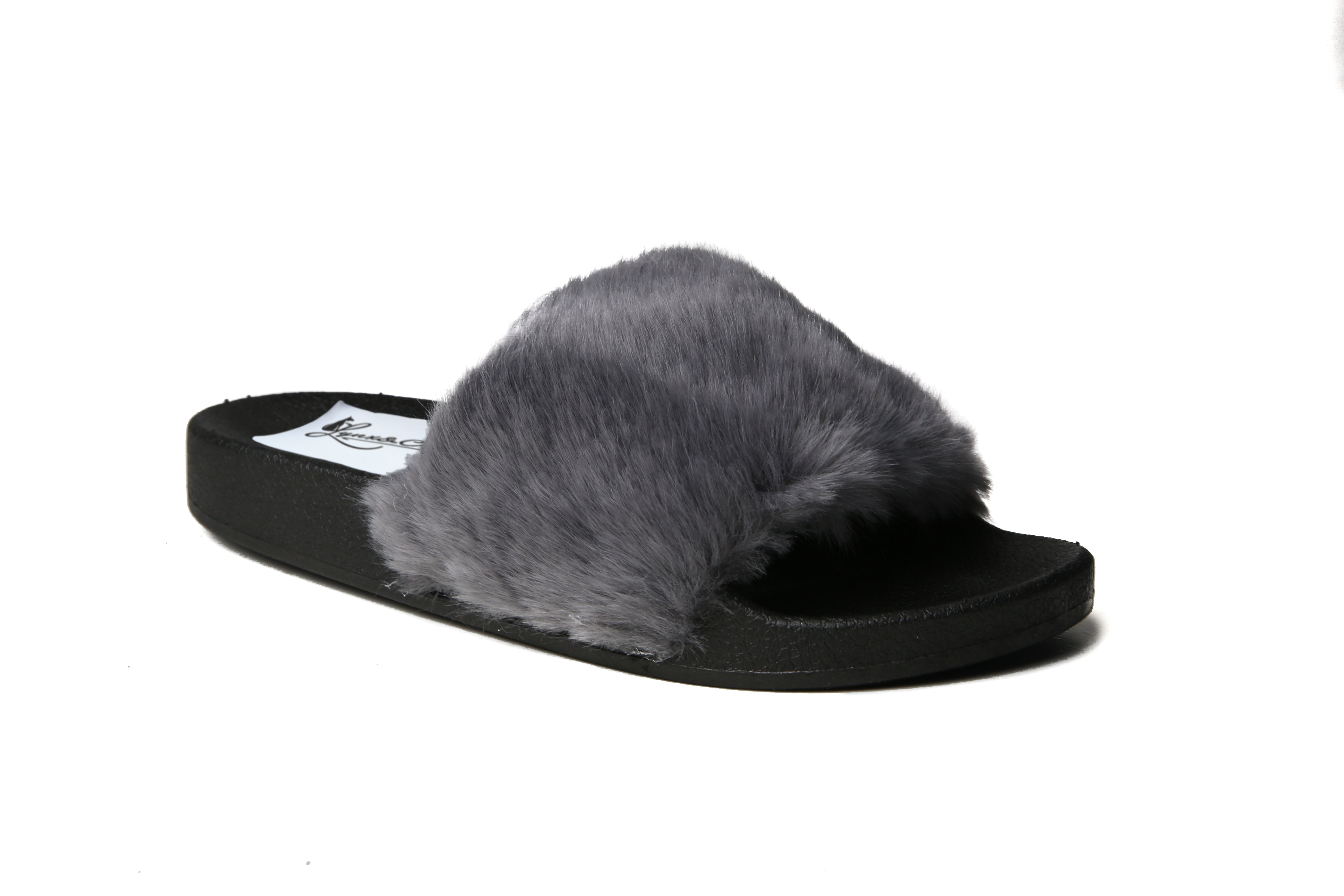 Glide Furry Slides Grey